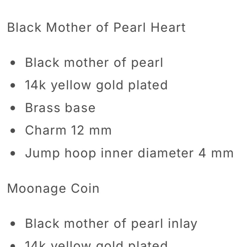 Elizabeth Stone Black Mother of Pearl Heart Charm - Picture 5 of 5